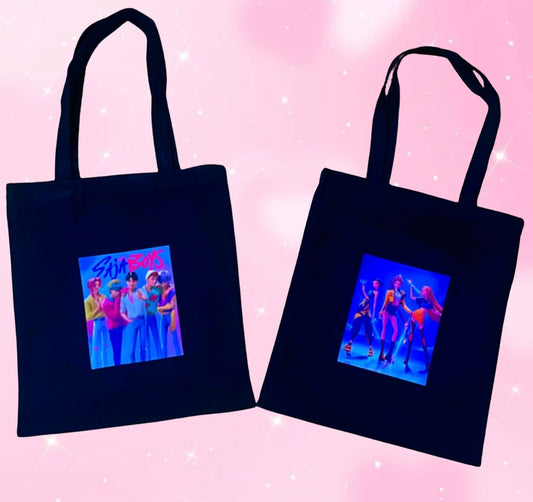 Demon hunter tote bags